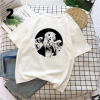 Anime Girl Goth Punk Horror Cartoon Print Loose Short Sleeve Short T-shirt Tee Top Summer Casual E-Girl Kawaii Korean Japanese Harajuku Streetwear - Thumbnail 3