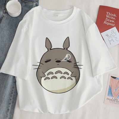Cute Anime Sleeping Japanese Cartoon Print Cartoon Loose Short Sleeve T-shirt