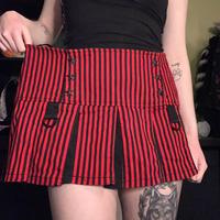 Vintage 90s Red Plaid Striped Pleated Low Waisted Skirt Academia E-Girl Kawaii Korean Japanese Harajuku Streetwear - Thumbnail 5