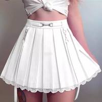 Sweet Lace Pleated School Girl Skirt High Waisted E-Girl Kawaii Korean Japanese Harajuku Streetwear - Thumbnail 3