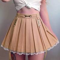 Sweet Lace Pleated School Girl Skirt High Waisted E-Girl Kawaii Korean Japanese Harajuku Streetwear - Thumbnail 4