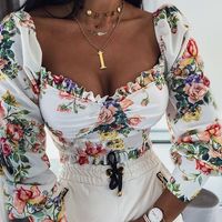 Sweet Print Rose Flower Long-Sleeved T-Shirt - Thumbnail 1