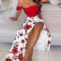 Slim Printed Two-Piece Suit Dress - Thumbnail 1