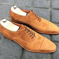Customize Men's Real Brown Cap Toe Suede Shoes - Thumbnail 1