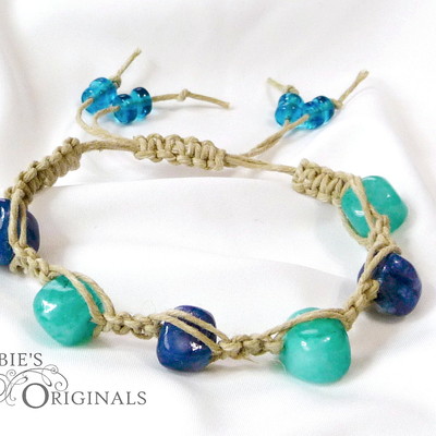Blue nugget macrame bracelet - Thumbnail 4