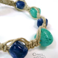 Blue nugget macrame bracelet - Thumbnail 1