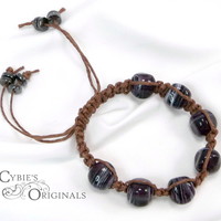 Purple nugget macrame bracelet - Thumbnail 1
