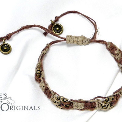 Golden gear two tone hemp bracelet - Thumbnail 5