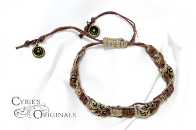 Golden gear two tone hemp bracelet