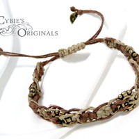 Golden gear two tone hemp bracelet - Thumbnail 1