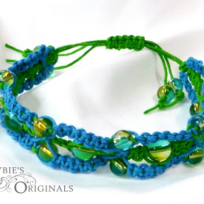 Aqua and green fancy knot bracelet