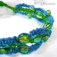 Aqua and green fancy knot bracelet - Thumbnail 1
