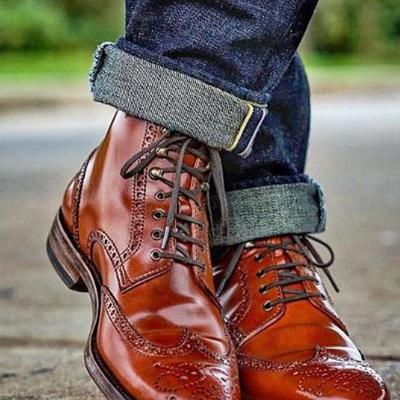 New oxfords brown customize wingtip brogue ankle high dress boot