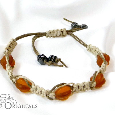 Frosted amber hemp bracelet