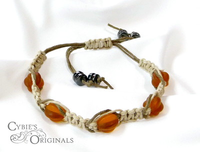 Frosted Amber hemp bracelet