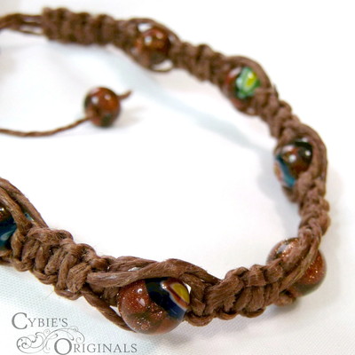 Sparkly swirled hemp bracelet