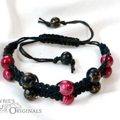 Double black and red hemp bracelet