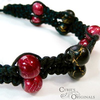 Double black and red hemp bracelet - Thumbnail 1