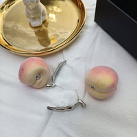 Cute Sweet Peach Exaggeration Stud Earrings  - Thumbnail 4