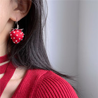 Crystal Pearl Transparent Strawberry Earrings - Thumbnail 3