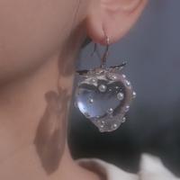 Crystal Pearl Transparent Strawberry Earrings - Thumbnail 2