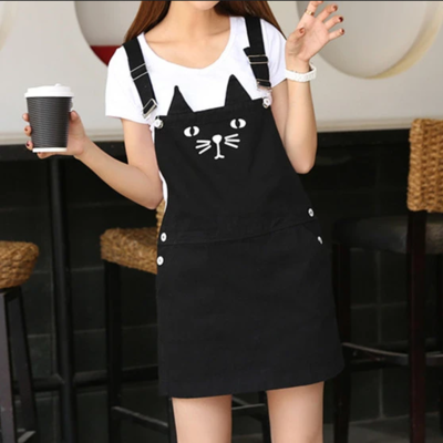 Harajuku fashion cute cat strap dress