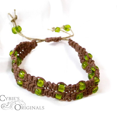 Double green and brown hemp bracelet - Thumbnail 2