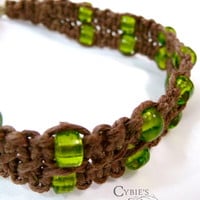 Double green and brown hemp bracelet - Thumbnail 1