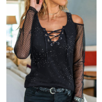 Long Sleeve Bat Sleeve Women'S Chiffon Shirt - Thumbnail 1