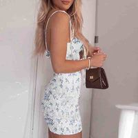 Fashion Solid Color Floral Sling Sleeveless Dress - Thumbnail 1