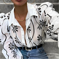 Design Retro Puff Sleeve Embroidered Shirt - Thumbnail 2