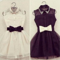 Fashion Bow Belt Sleeveless Dress - Thumbnail 3