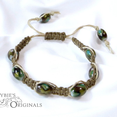 Brown and green swirled hemp bracelet - Thumbnail 4