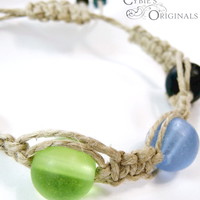 Frosted glass hemp bracelet - Thumbnail 1