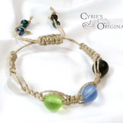 Frosted glass hemp bracelet