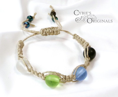 Frosted glass hemp bracelet