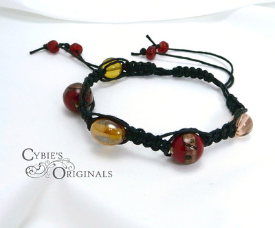 Red & Gold black hemp bracelet