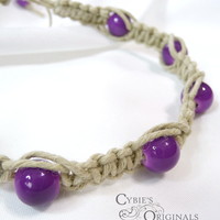 Magenta beaded hemp bracelet - Thumbnail 1