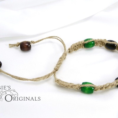 Earth tones wood and hemp bracelet - Thumbnail 5