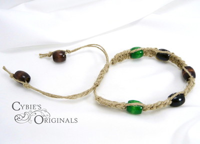 Earth tones wood and hemp bracelet
