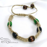 Earth tones wood and hemp bracelet - Thumbnail 1