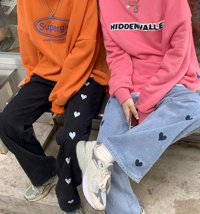 Love Heart Jeans Denim Pants