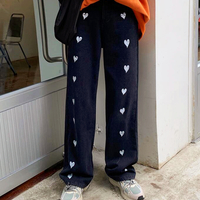 Love Heart Jeans Denim Pants - Thumbnail 5