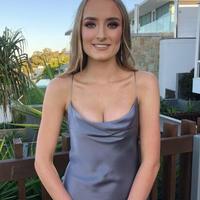 Sheath Cowl Neck Grey Silk Satin Long Prom Dresses - Thumbnail 2