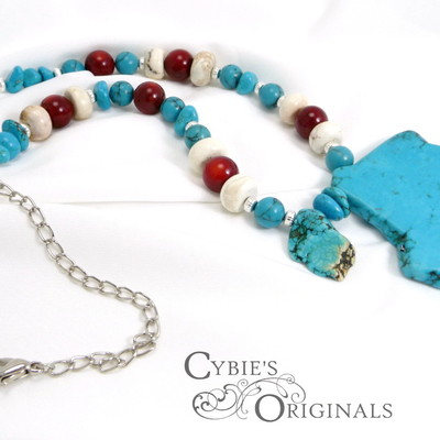 Turquoise magnesite & red coral
