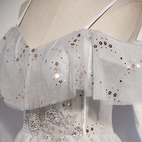 Stylish tulle sequins long A line prom dress evening dress - Thumbnail 2