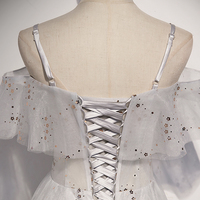 Stylish tulle sequins long A line prom dress evening dress - Thumbnail 3