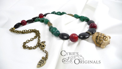 Budda Coral and Jade Necklace