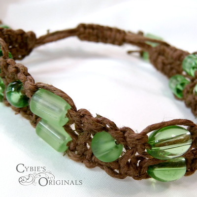 Double beaded green hemp bracelet - Thumbnail 4