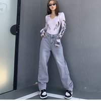 Butterfly Print Straight Leg Jeans - Thumbnail 6